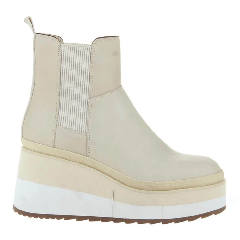 Naked Feet Guild Chelsea Women's Cream Platform Ankle Boots